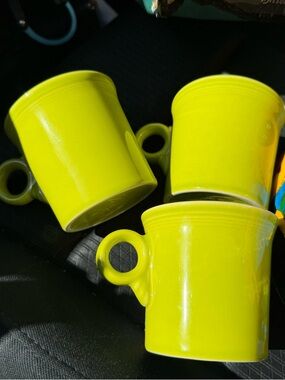 Fiesta Mugs Bright Lime Green Ceramic Mug Set